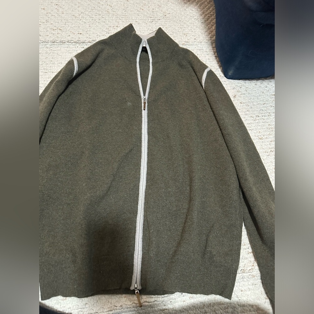 Richard grand cashmere grey and green zip up